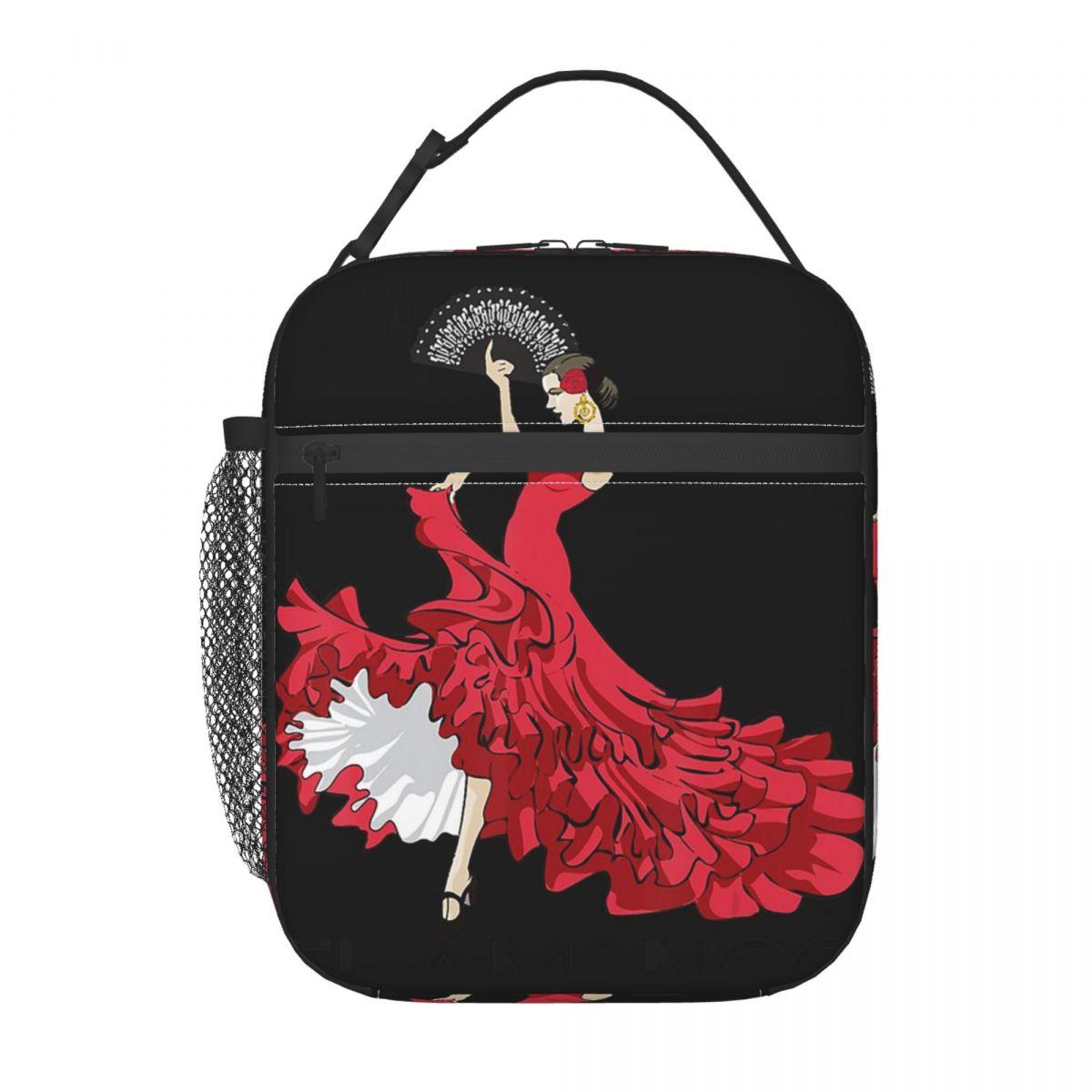 Flamenco Dancer Spain Insulated Lunch Bag for Women Children Portable Food Boxes Thermal Lunch Box Tote One Size