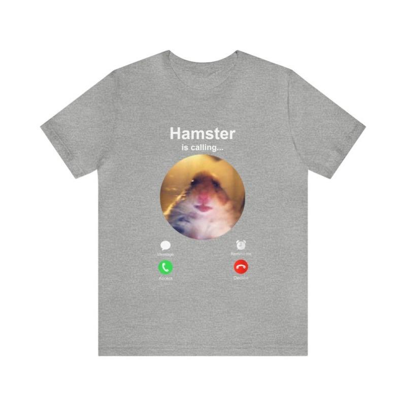 

2026 New Hamster Is Calling Funny Meme Shirt Meme Hamster Staring Tshirt Front Camera Hamster Calling Hamster Summer T Shirt 4XL