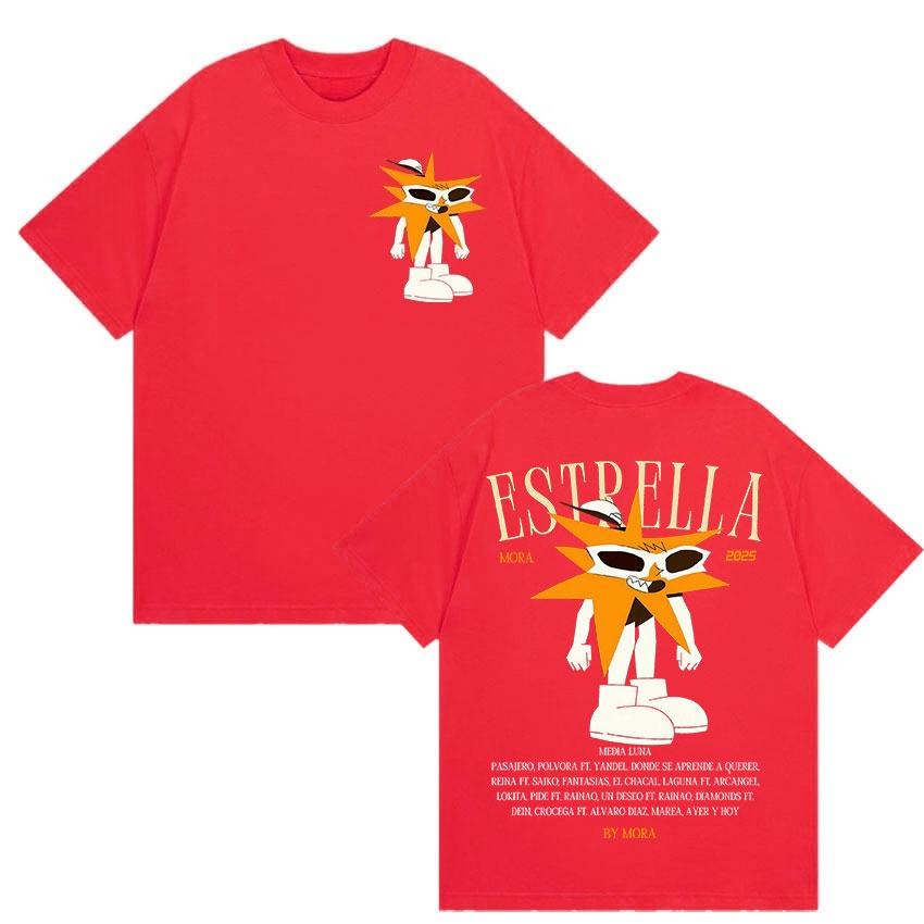 Rapper MORA Tour 2025 Merch Tričko Pánské Dámské Vintage Vysoce Kvalitní Módní Trička Hip Hopové Oblečení Oversized Bavlněné Tričko