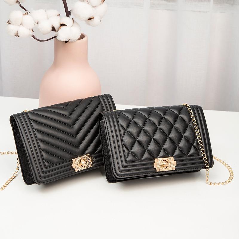Lock Rhombus One Shoulder Crossbody Small Square Bag New Trendy Simple Women's Bag