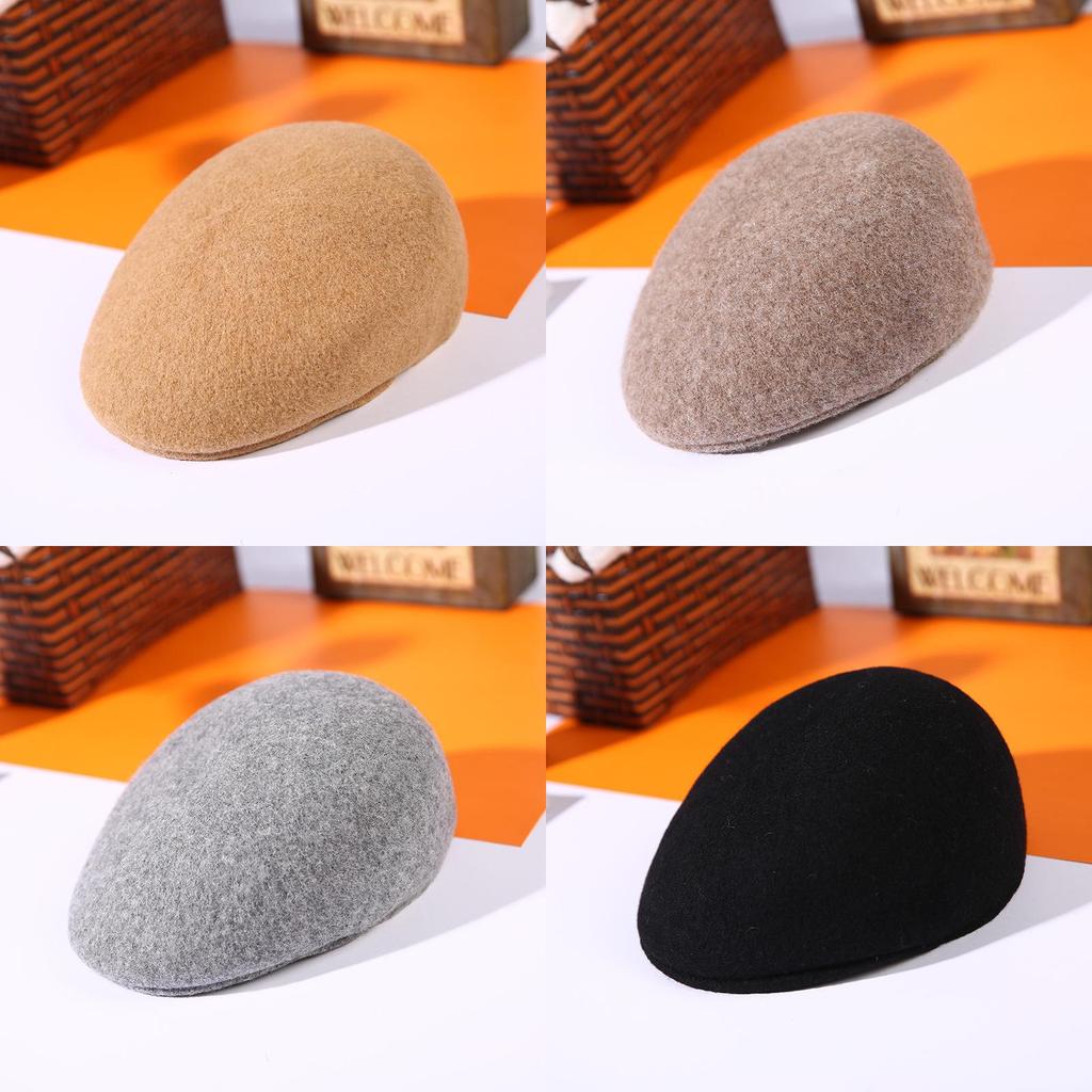 Wool Felt Beret With Short Brim For Autumn Winter Men And Women