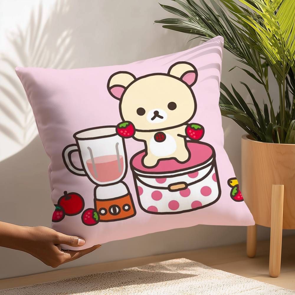 Cute Cartoon Rilakkuma Pillow Case Plush Fabric Soft  Pillowcase Double Sided Print Cushion Cover Household Gifts