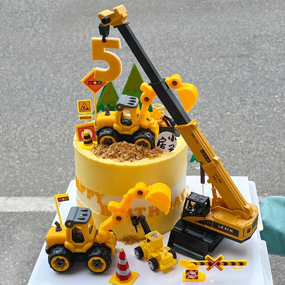 Zdobení na dort Bagr Auto Jeřáb Narozeninová oslava Traktor Stavební Dortové dekorace Potřeby Narozeniny chlapců Baby Shower Dort