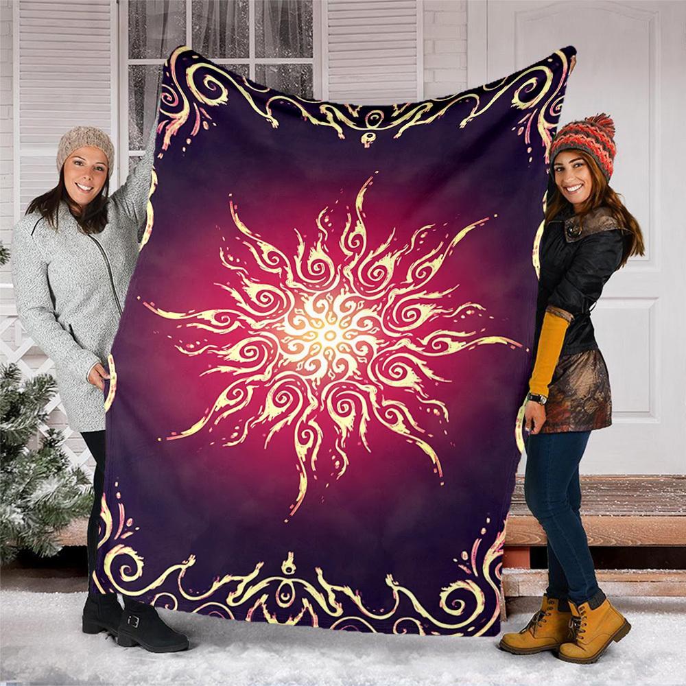 1pc Sunflower Mandala Print Outdoor Blanket, Lightweight Polyester,