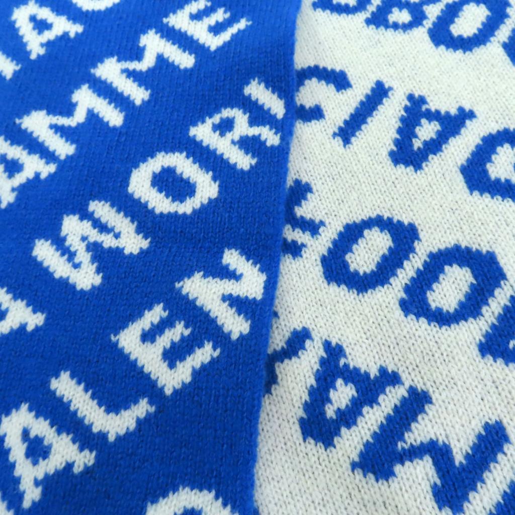 Excellent BALENCIAGA Scarf Large Jacquard Logo Blue White Wool Women 612960 Used