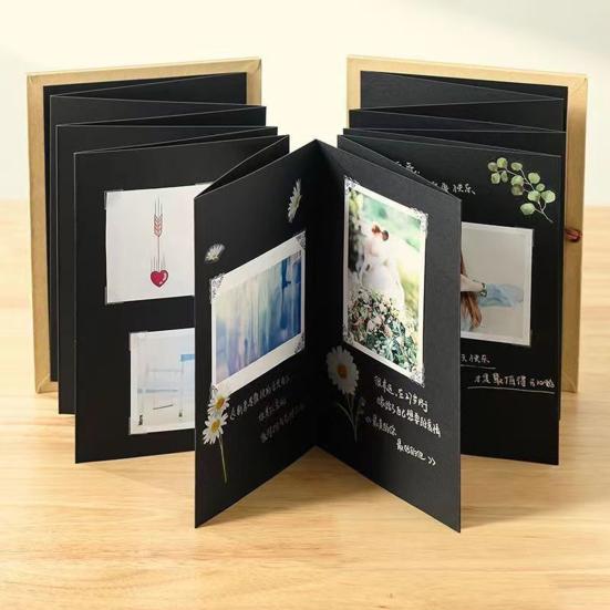 Accordion Scrapbook Album Stretchable Folding Hardcover Photo Album DIY Handmade Couples Memory Book Valentine's