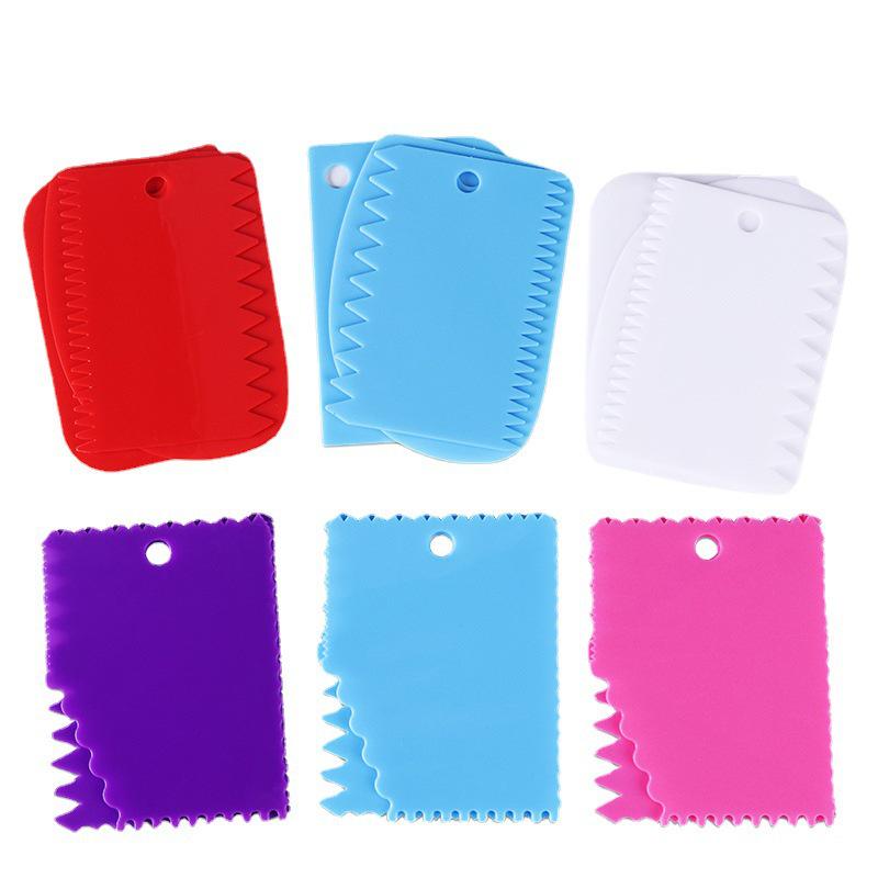 3-Piece Tooth-Shaped Cake Scraper Set for Turntables - Baking & Styling Tool Purple 3-piece Rectangular Scraper