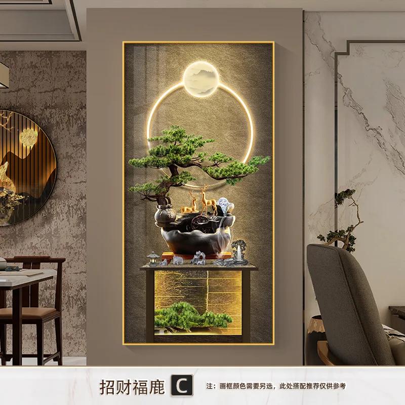 Home Decor Premium Entryway Framed Decorative Crystalline Painting Living Room Decoration LED Lights Illuminated Wall Art