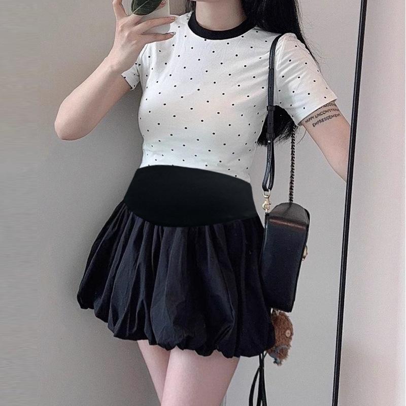 Summer 2026 Casual Maternity White A-line Skirt Pants with Wide-Leg Lantern Shorts M