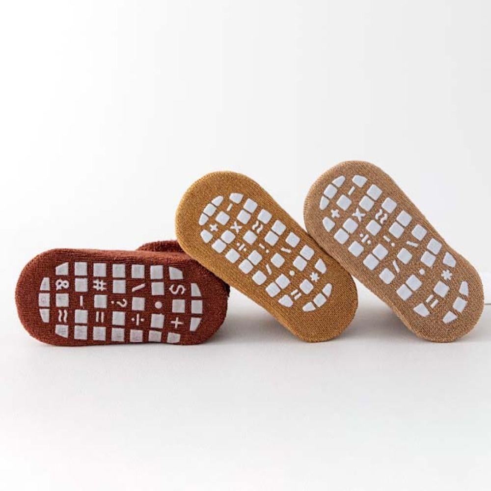 4Pairs Solid Color Infant Learning Walk Socks Anti-slip Home Sleep Socks Thicken Baby Socks Toddler