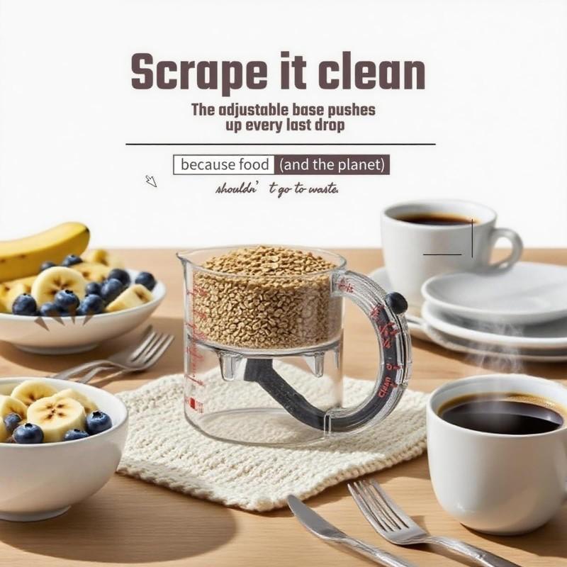 Multi-Functional 4-In-1 Adjustable Measuring Cup  Measuring Cup with Scraper-Style Seal Base Measurings Cube Cups For Cooking Baking Ingredients