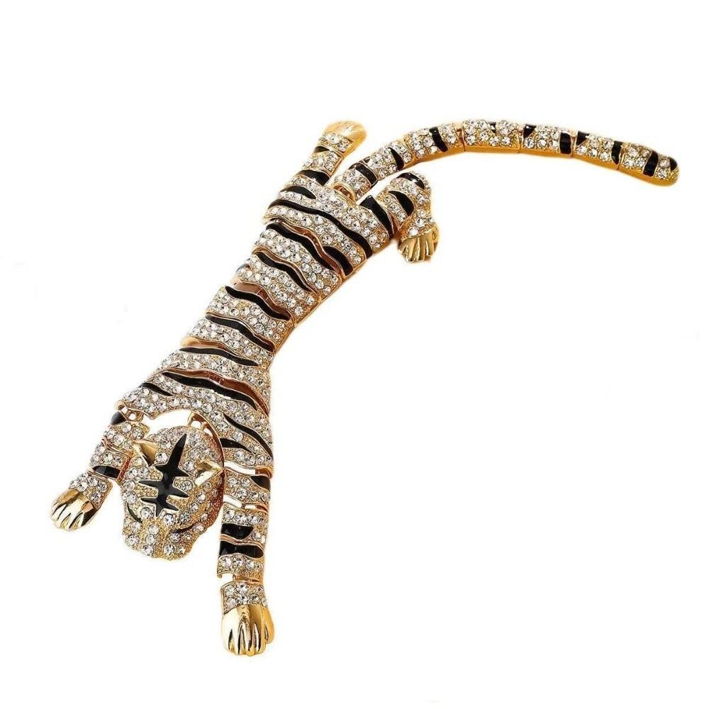

Elegant Large Tiger Brooch Rhinestone Shoulder Flash Jewelry Shoulder Decor Brooch Party Occasions золотий
