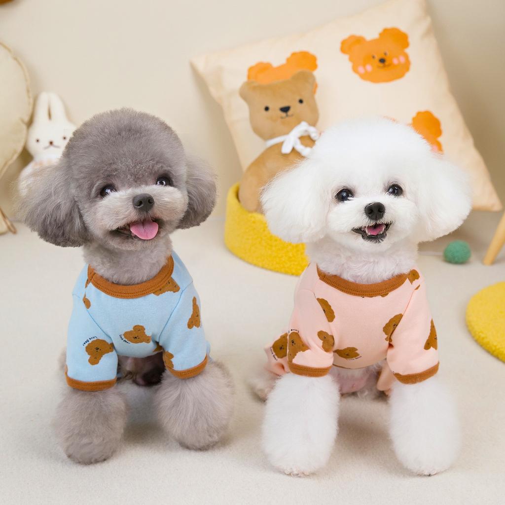 Cartoon Bear Small Dogs Clothes High Elasticity Four Legs Jumpsuit for Cats Spring Autumn Protect French Bulldog Pet Overalls