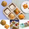 Muffin Cake Pan 6-Cavity Square Non-Stick Cupcake Tray Bakeware for Oven Baking