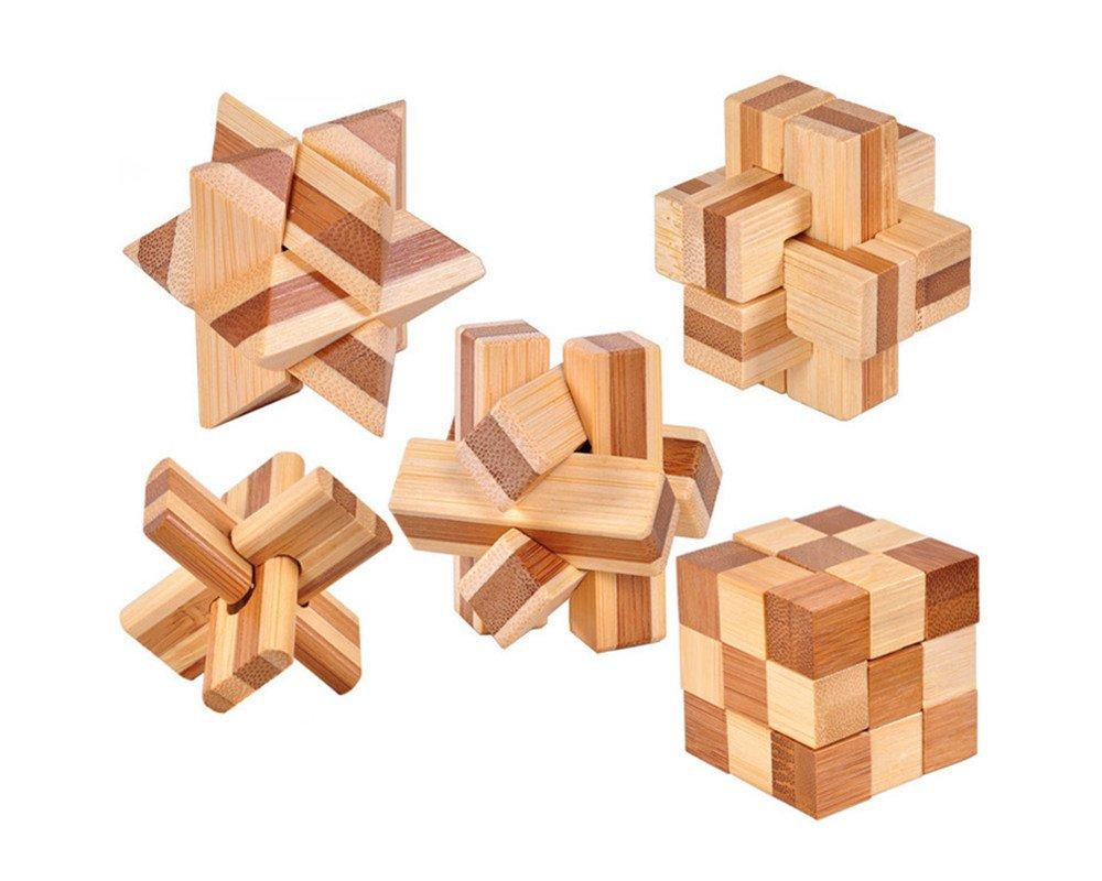 Chonor Brain Teaser IQ Test 3D Wooden Puzzle Toys, 12 Pieces Set, Brain Mind Teaser Puzzle Gift for Adults & Kids