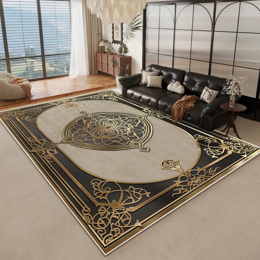Zlatý Mramor Velké Obývací Pokojové Koberce Luxusní Dekorace Domov Ložnice Nadýchaný Plyšový Koberec 200x300cm Kancelářská Plocha Protiskluzové Měkké Podložky