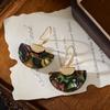 Geometric Gradient Fan-Shaped Earrings for Women - Light Luxury Chinese Retro Style Ear Hooks