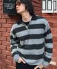KNITTED (Unisex) Striped Rugby Collar Knit Black
