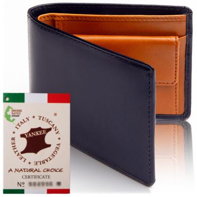 Bifold Wallet Italian Genuine Leather Italian Bifold Wallet 9 Men's [Certified Leather] NVY-CML