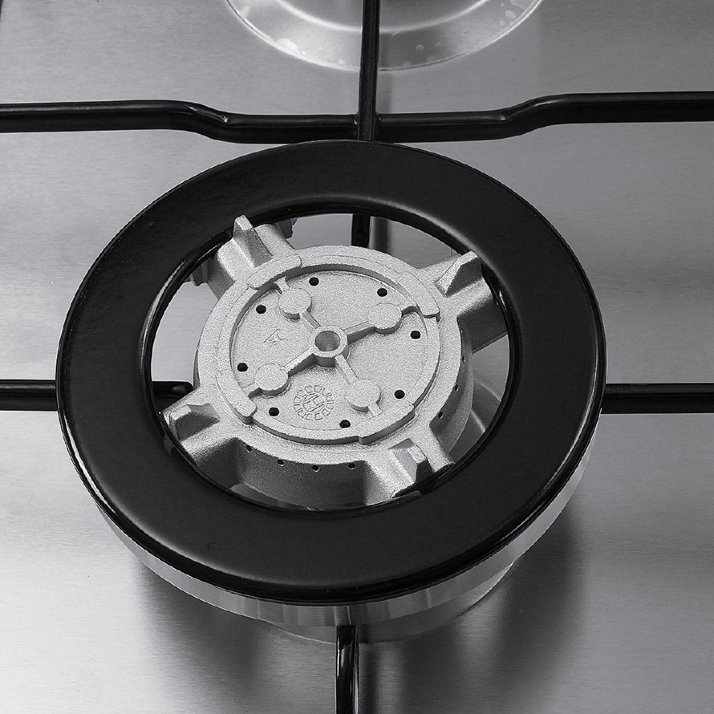 Silver + Black 4 Burner Built-in Cooktop Stainless Steel Gas Stoves Natural Gas Hob Kitchen Cooking Appliance Cookware Gas Cooker 58*50cm