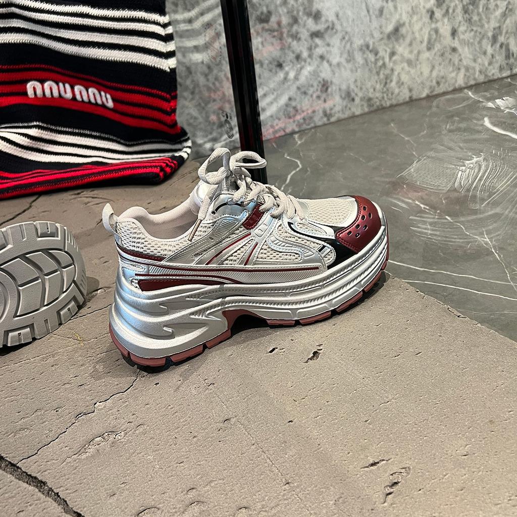 2025 high-end platform Internet celebrity silver dad shoes autumn and winter women's new mesh breathable versatile increase sports tide brand