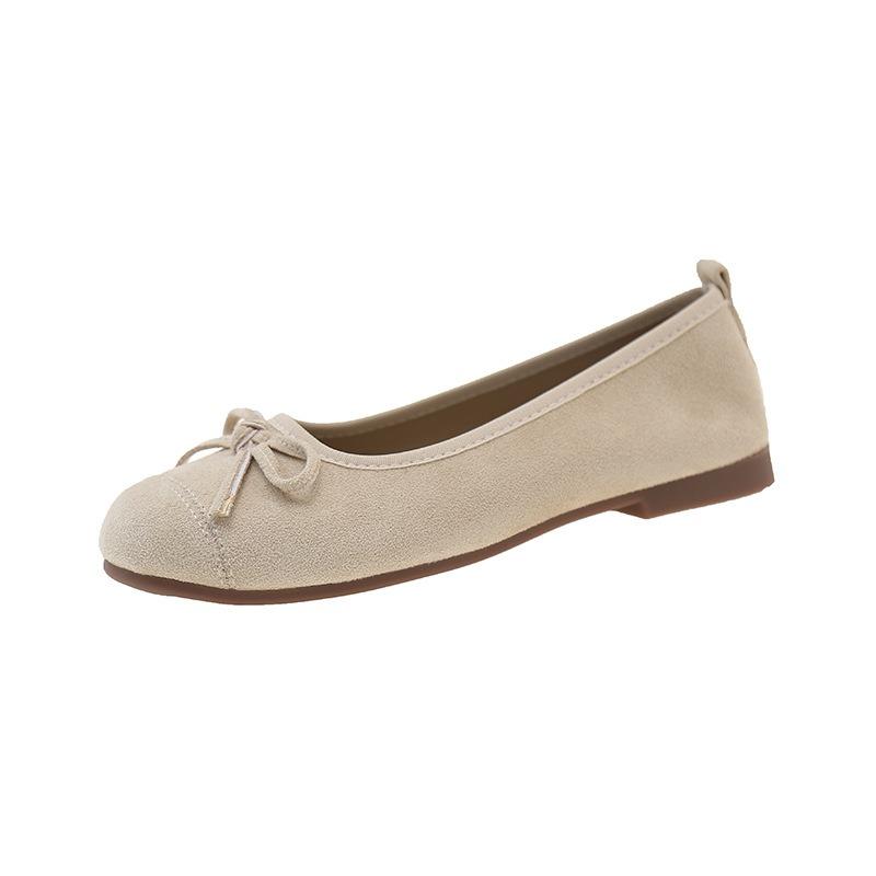 inner height-increasing shoes suede ballet single shoes women's new spring and autumn bow red shoes