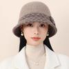 Autumn and Winter Hat Women's Retro Bucket Hat Middle-aged and Elderly Elegant Temperament Bow Mother Hat