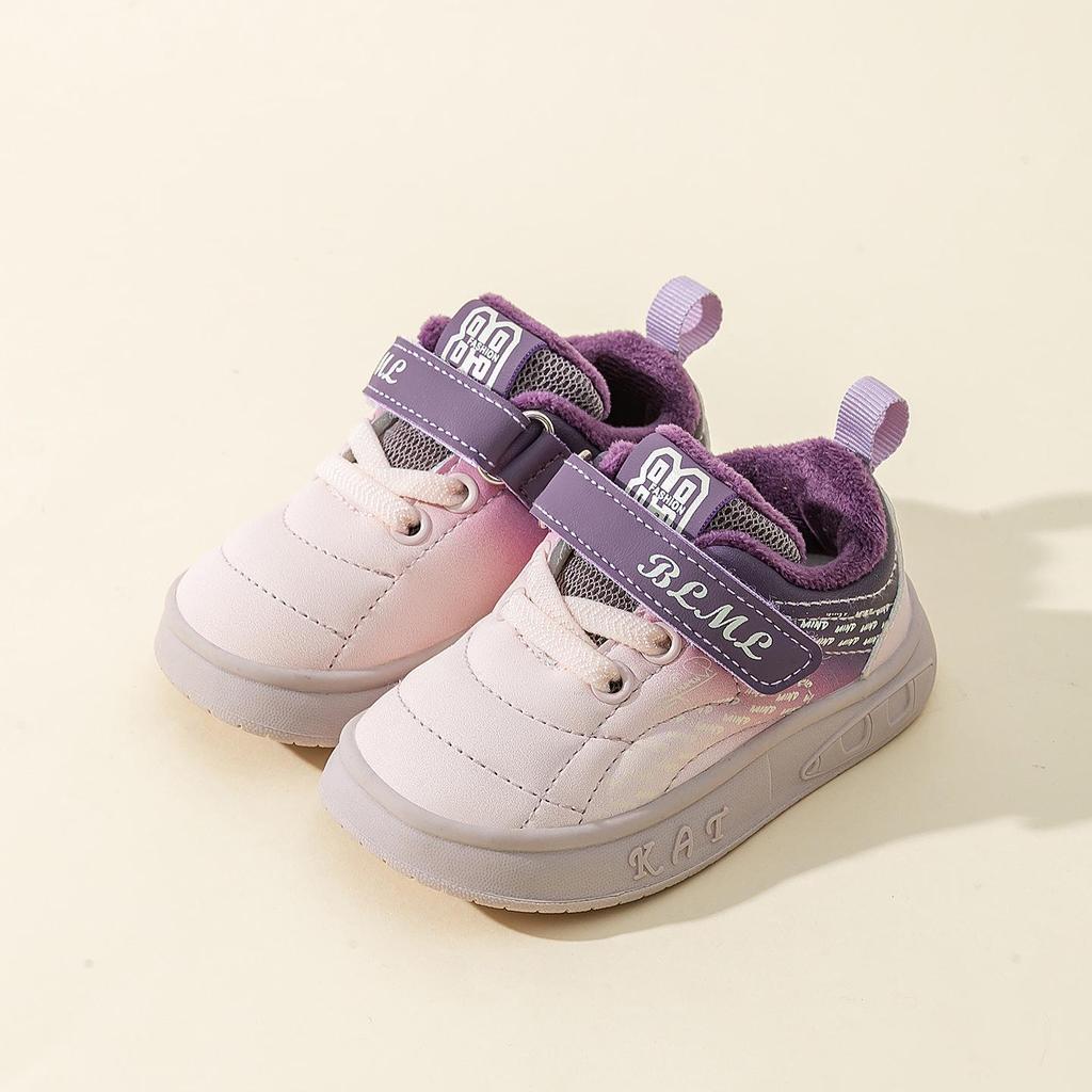 Winter 2025 Kids' Sports Shoes: Two-Layer Cotton Velvet Sneakers for Toddlers & Children, Boys & Girls Casual.