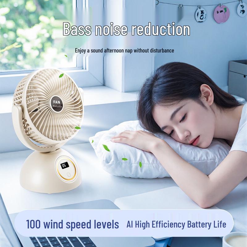 Silent USB Wall-Mounted Multi-functional Fan with Long Battery Life and Smart Digital Display