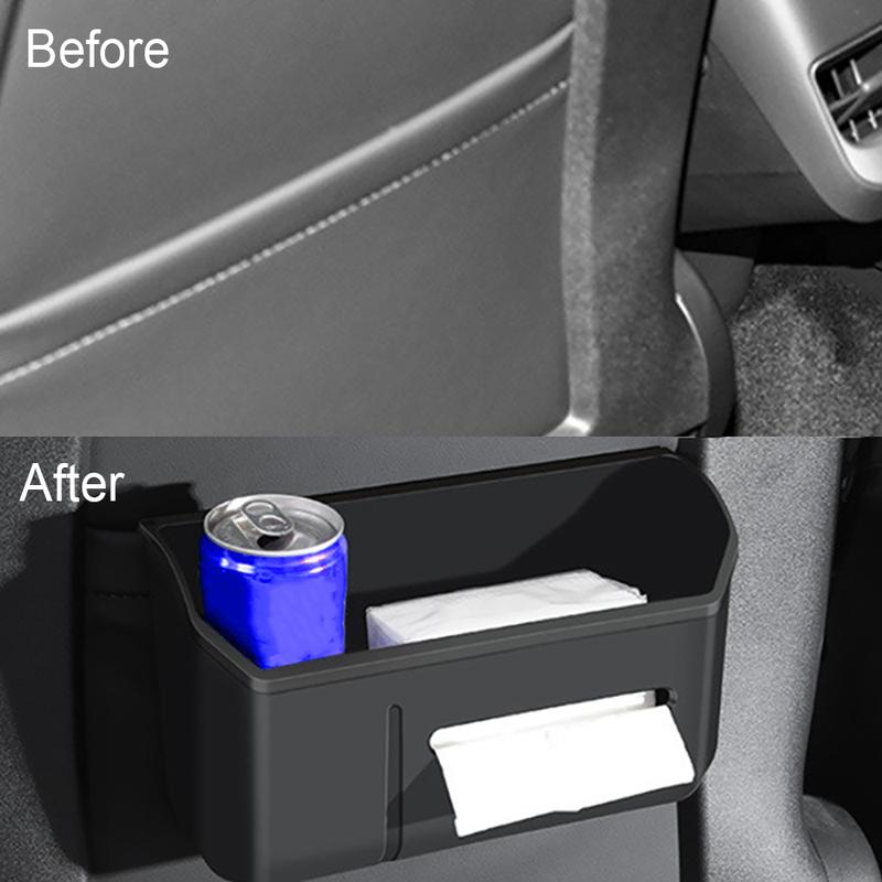 1pc Car Seat Back Storage Box Cup Holder Organizer Tray Tissue Box for Tesla Model 3 Y