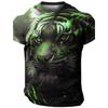 Flame Animal Pattern 3D Printing Fashion Men's Outdoor Sports Short Sleeve T-shirt Plus Size Men's Shirt Casual Personality Tren