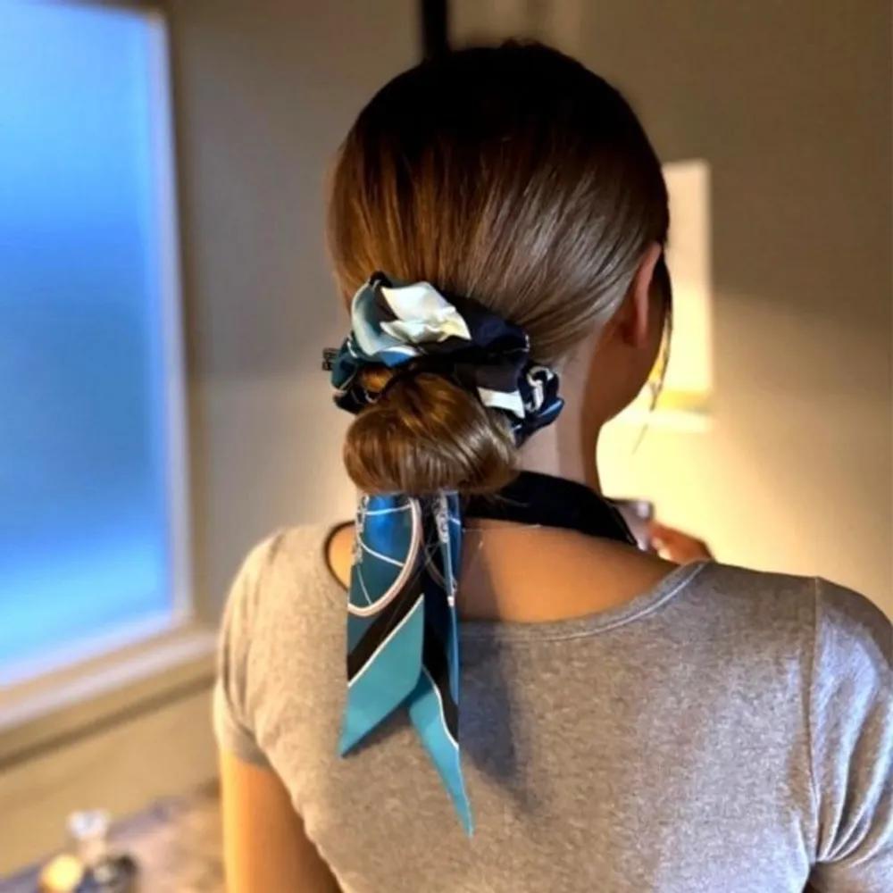 Women s Ribbon Hair Elastic Silk Big Scrunchie Blue