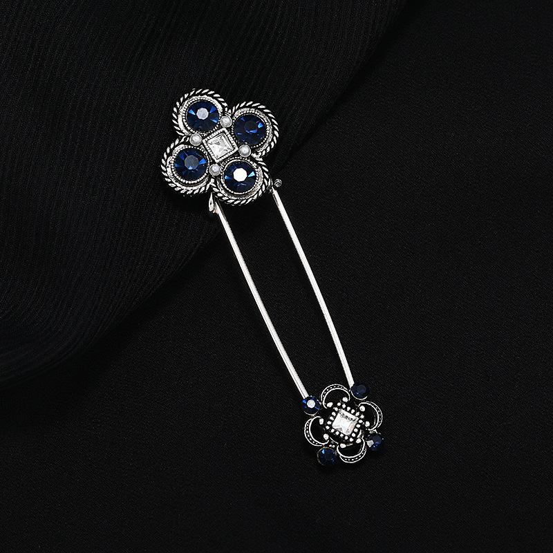 Fulok court style pin women's high-end colored treasure crystal brooch scarf shawl buckle corsage accessories