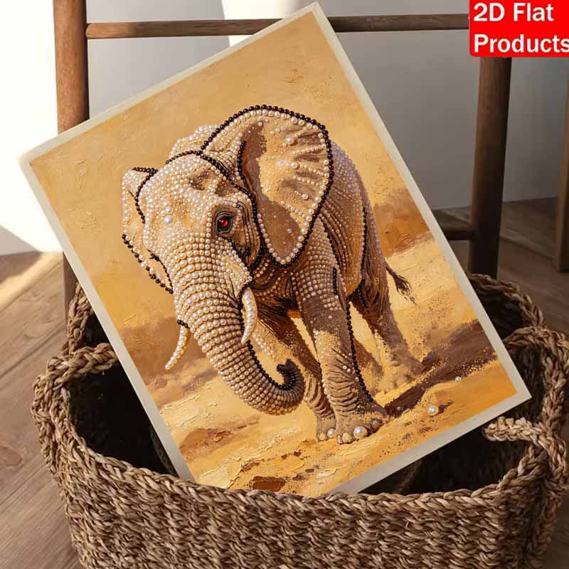 Adults DIY Majestic Elephant 5D Rhinestone Art Kit for Adults Round Half Pearls Wall Decoration Handmade Craft Gift Frameless