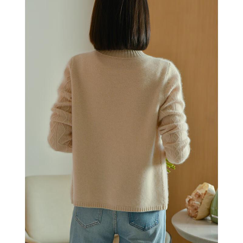 Fanzhen Women's 100% Wool Thick Knit Stand Collar Cardigan