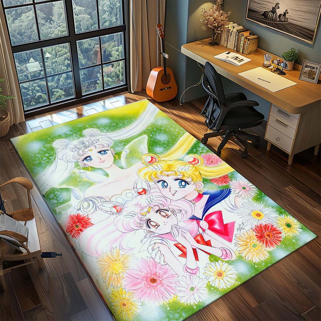 Sailor Moon Anime Teppich Großer Teppich Rutschfeste Waschbare Fußmatte Gamer Zimmer Schlafzimmer Heimdekoration -QJY