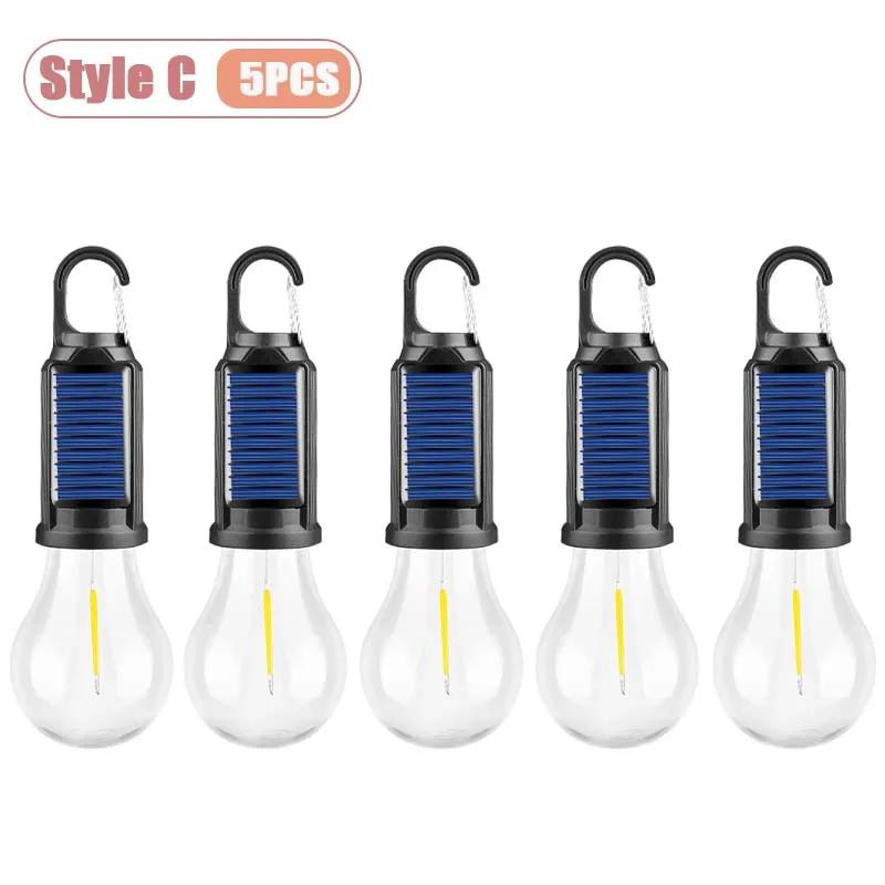 1-10PCS Solar Powered LED Lighting Hanging Lights Outdoor Tent BBQ Atmosphere Light Portable Waterproof Camping Light