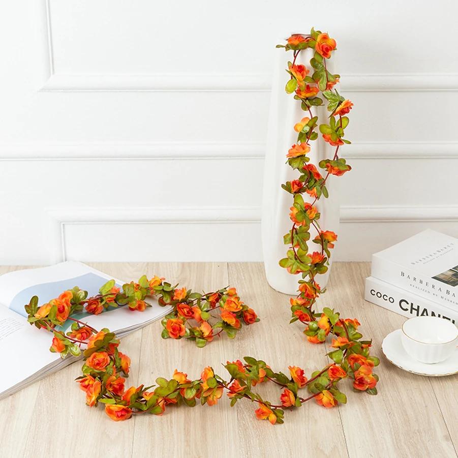 250CM Artificial Rose Flowers Wedding Home Room Decoration Spring Autumn Garden Arch Christmas Rattan DIY Gift Fake Plants Vine