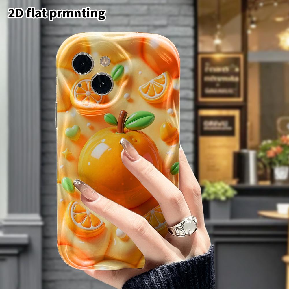 Phone case: 2D flat design, suitable for iPhone 18 17 16 15 14 13 Pro protective case, orange fruit, perfect Christmas and Halloween holiday gift