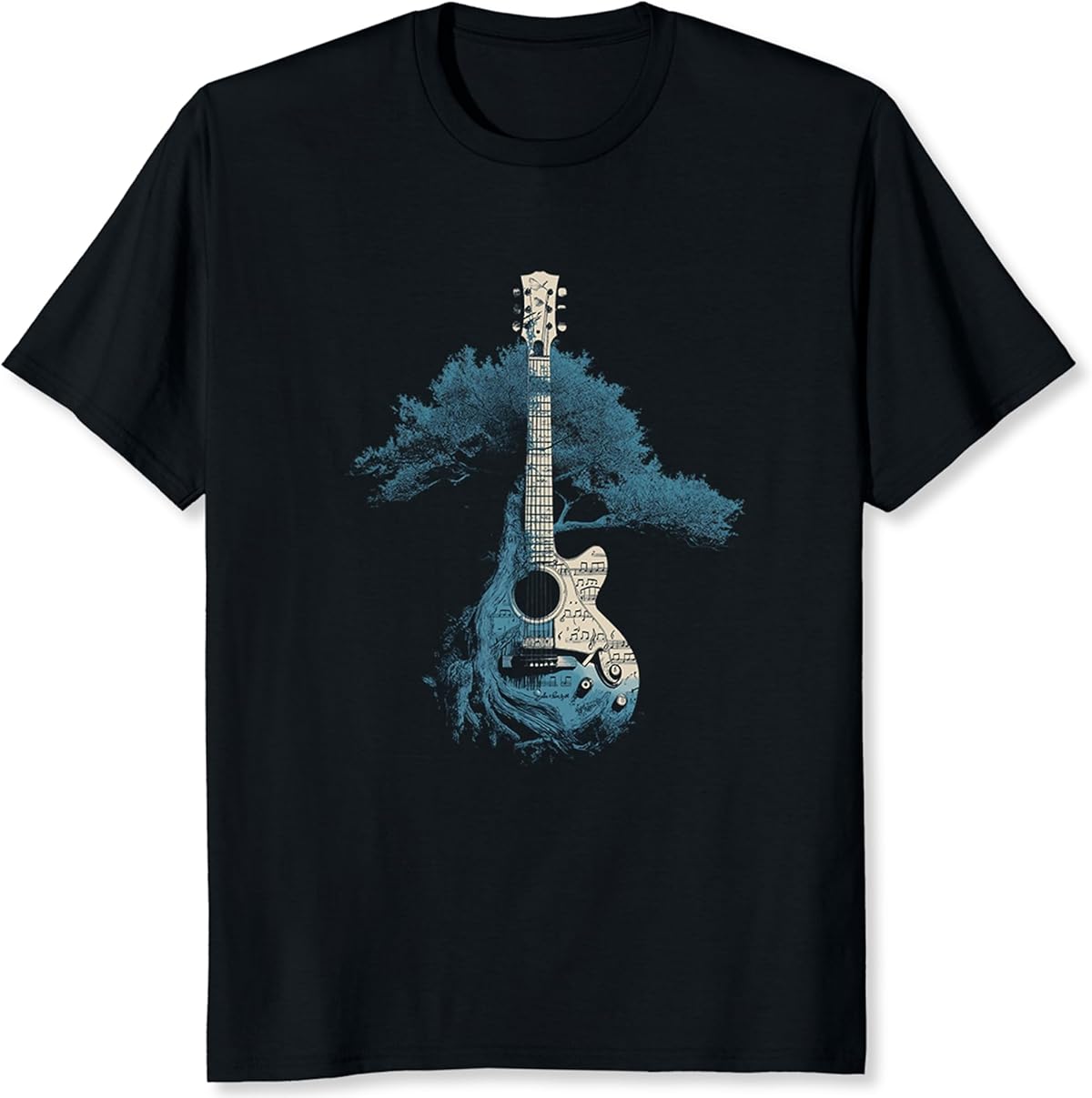 

Мужская футболка с графикой гитары и природы, музыкальная футболка с деревьями, футболка группы для гитаристов S