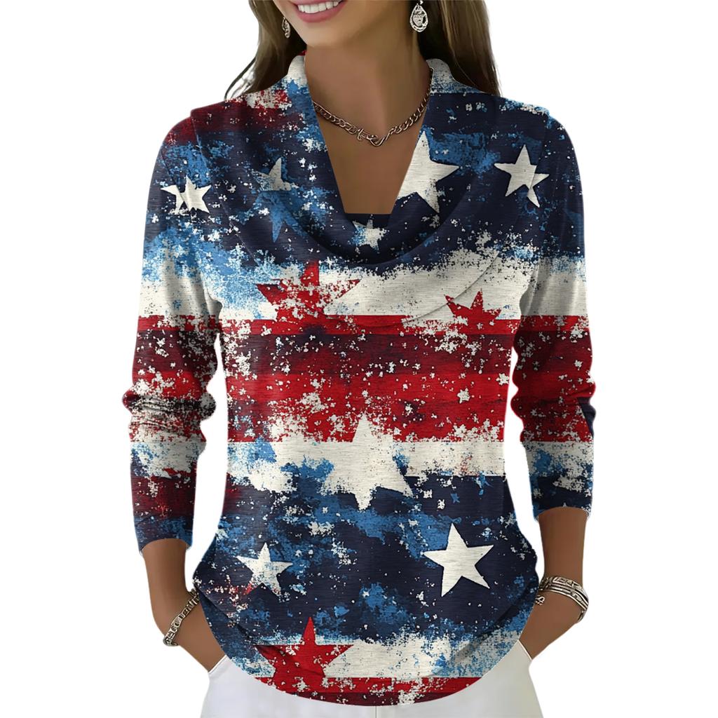 Dámský ležérní a módní svetr s dlouhým rukávem a potiskem, kulatým výstřihem