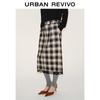 UR2026 Women's Trendy Color-block Plaid Lace Patchwork Skirt