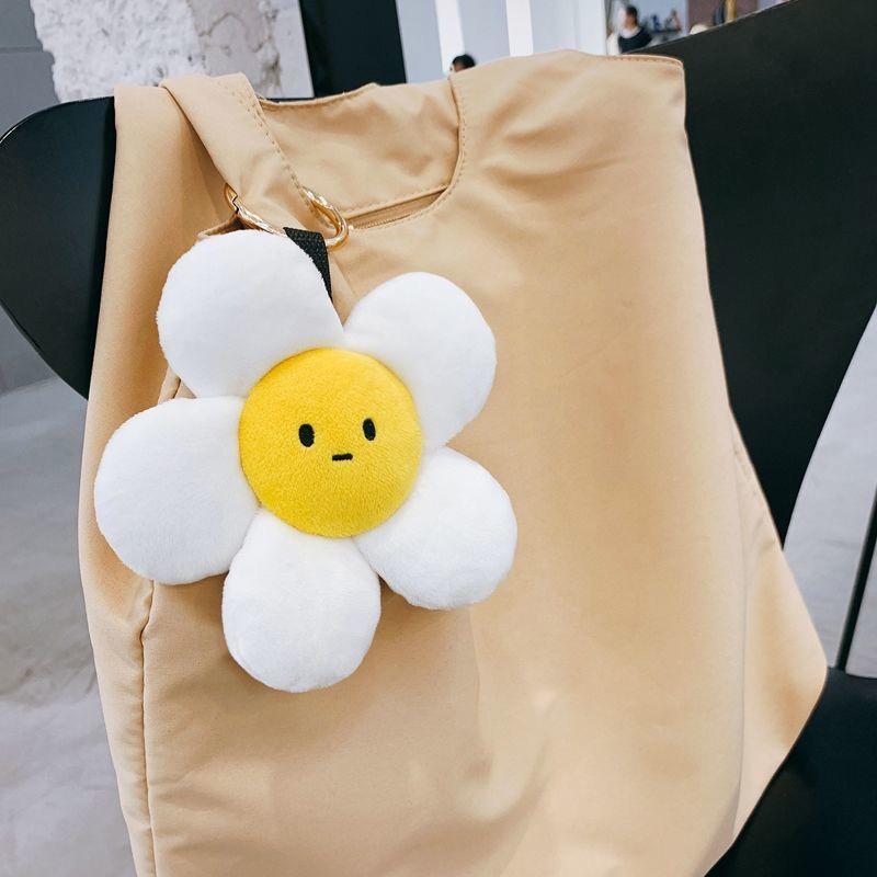 Cute Sunflower Plush Keychain Doll For Decorating And Hanging, White Color, 14cm/5.12in Height