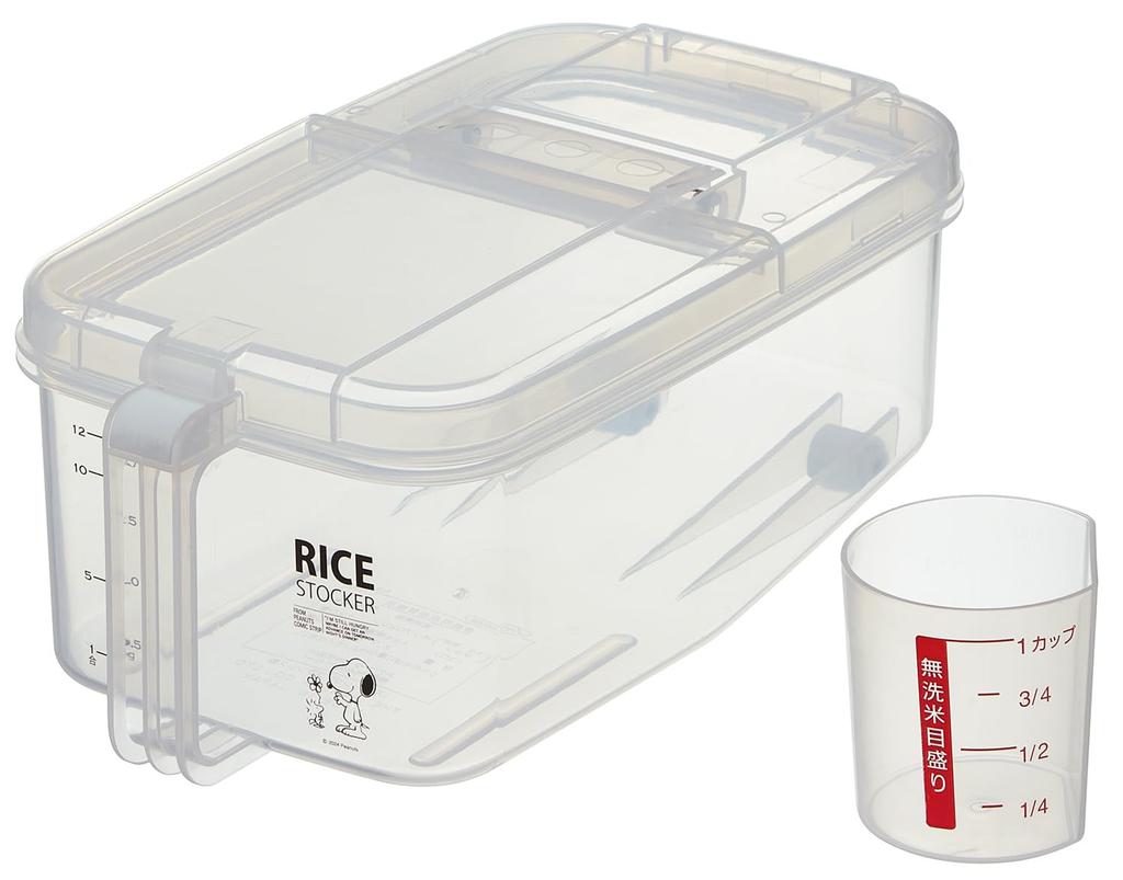 Skater Rice Container for Horizontal with Measuring Cup and Made In Snoopy Refrigerators, Type, Casters, Japan, 2.5kg, RBI2-A