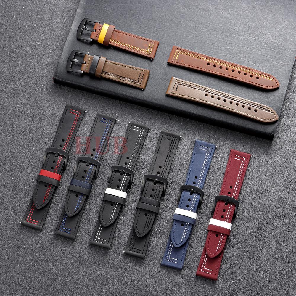 Vintage Genuine Leather Watchbands for Samsung Galaxy for Huawei Bands 22mm 20mm Women Men Cowhide Watch Band Strap Watchband