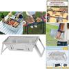 Stainless Steel Barbecue Grill With Thickened Carbon Frame For Outdoor Camping And Family Cooking
