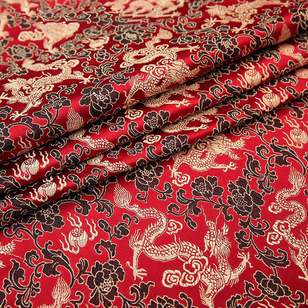 Brocade Jacquard Fabrics Embroidery Silk Dragon Pattern Costume Cheongsam Kimono Materials For Sewing Dress Bag DIY Gift Box Tie