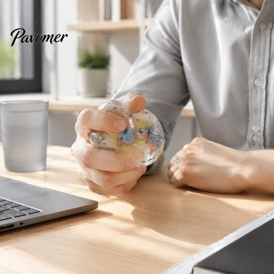Stress Relieving Gadget Ocean Theme Relief Ball, Soft Shapeable Ball Sensory Toy, Toy No Rebound Transparent Squeeze for Anxiety Reduction