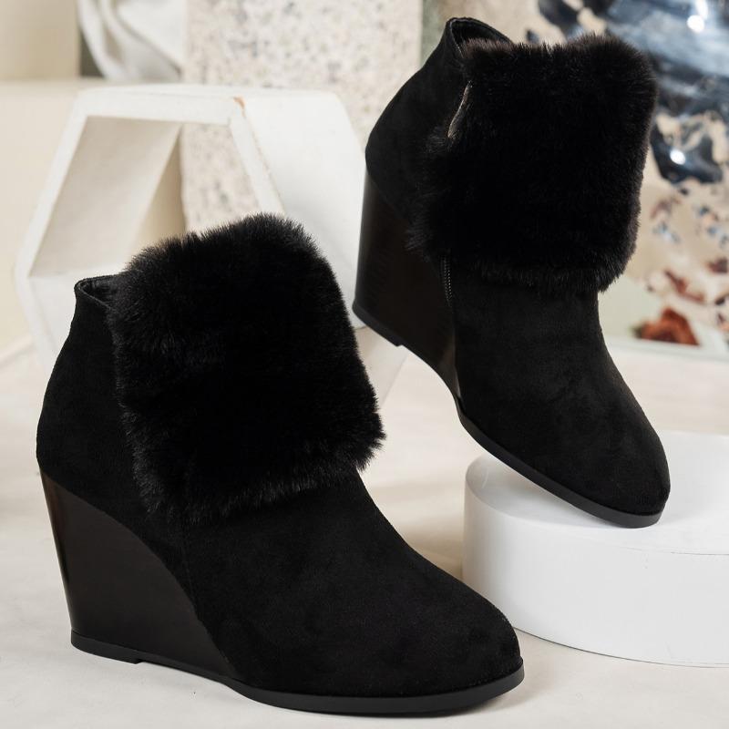 2024 Fashion Women's New Fashion Versatile Plush Thick Heel Short Boots Winter Plush Warm Thick-soled Women's Boots