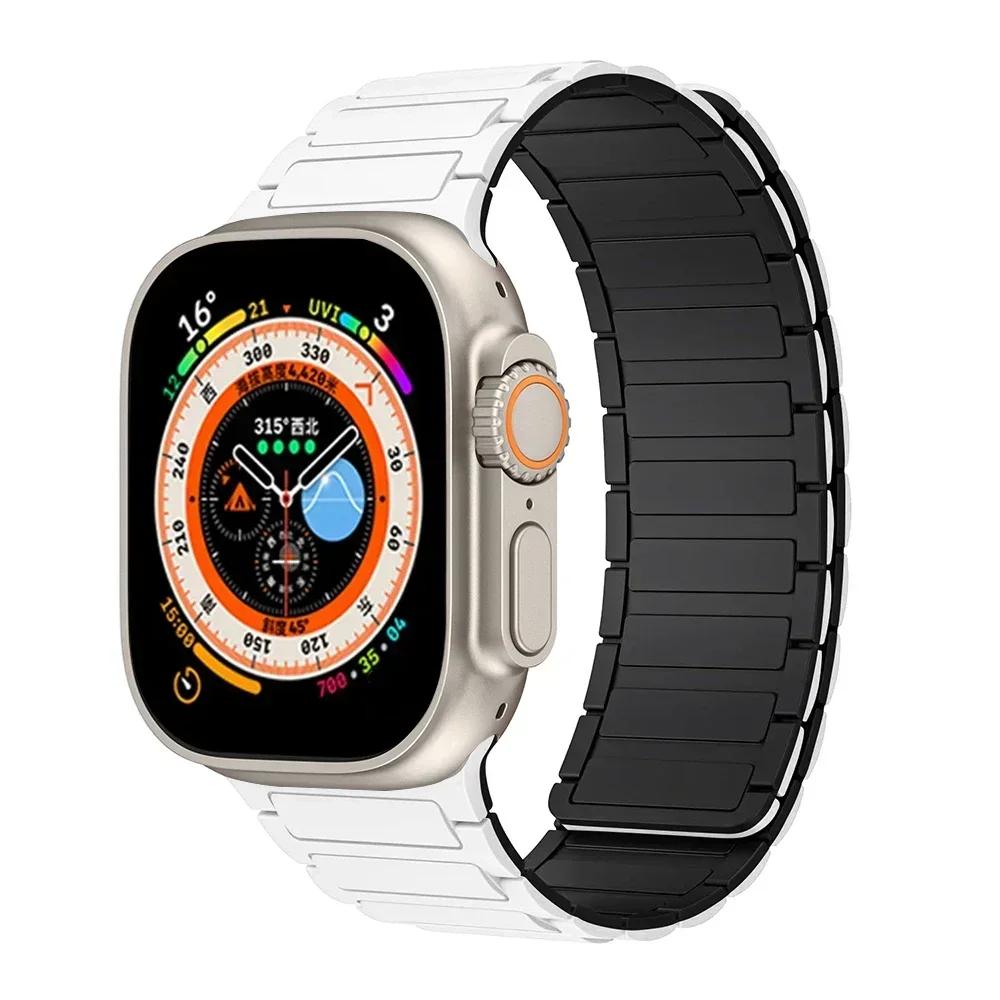 Magnetic Sports Band for Apple Watch Ultra 2 49mm 46mm 45mm 44mm 42mm 38 40 41mm Silicone Strap for IWatch Series 10 9 8 7 6 5 4